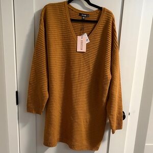 Missguided Mustard V-Neck Sweater